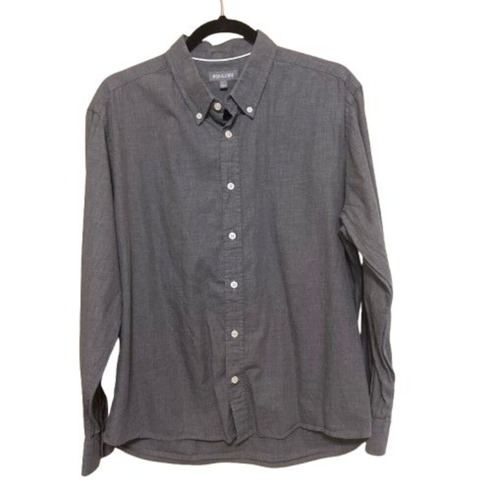 Ash & Erie Button Down Long Sleeve Shirt Mens Large Gray Cotton Minimalist